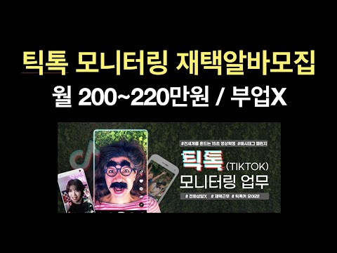   틱톡영상 모니터링 재택알바모집 월200 220만원 부업아님