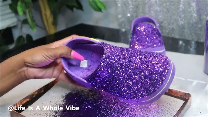 Our glitter crocs with fabric glue peeled to quickly! Spray