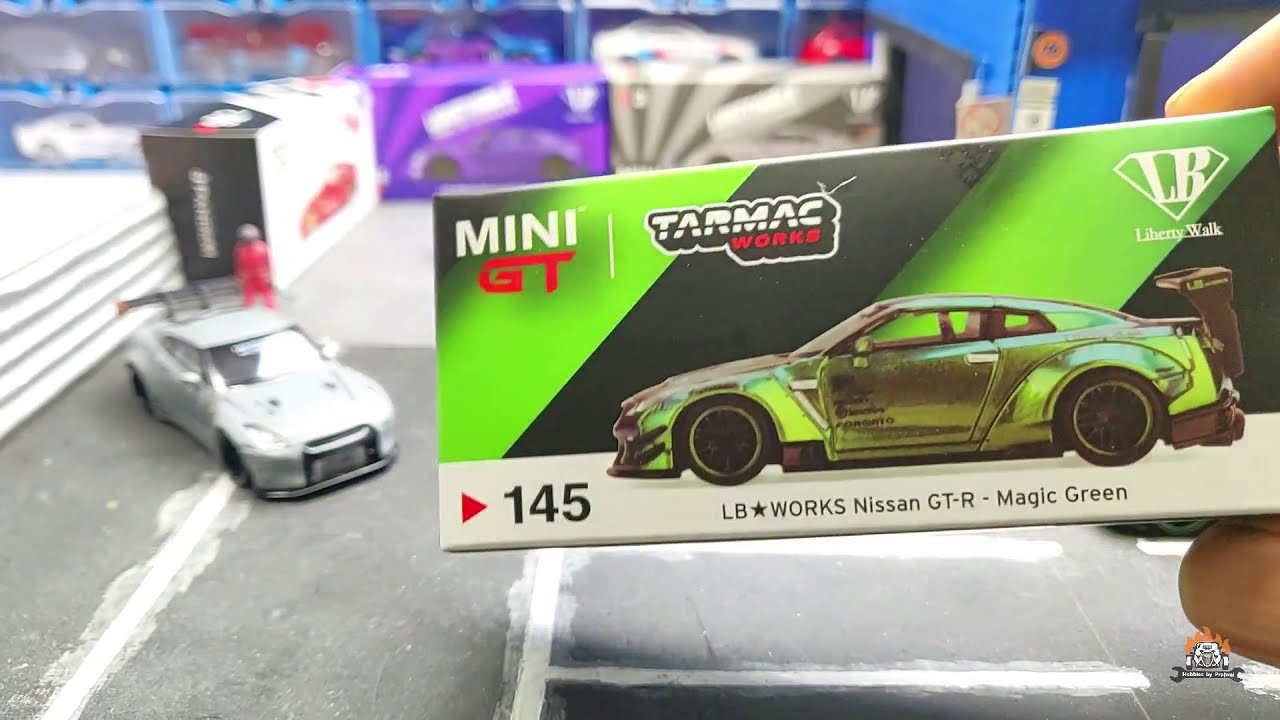 Mini GT 145 | LB works Nissan GTR Magic green and Spoiler vaiation | Show  case and review