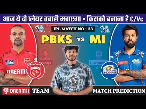 PBKS vs MI Dream11 Prediction | PBKS vs MI Dream11 Team | PBKS vs MI | IPL Match No 33 Team