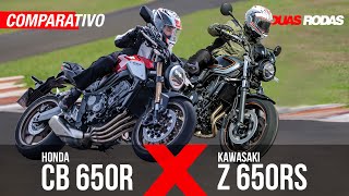 No comparativo das nakeds clássicas levamos para a pista Kawasaki Z650RS e Honda CB 650R