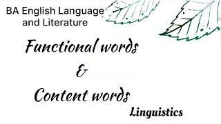 Function words | content words | Linguistics | English Language