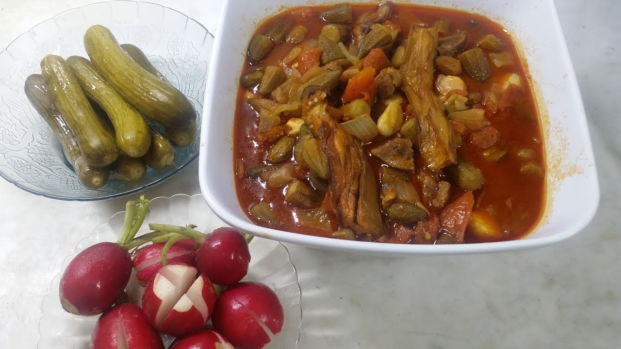 يخنة البامية مع الباذنجان Okra Stew With Eggplant YouTube