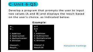 C Unit6 Q3 : User-Driven Arithmetic Operations | C Programming Challenge | Hindi Tutorial