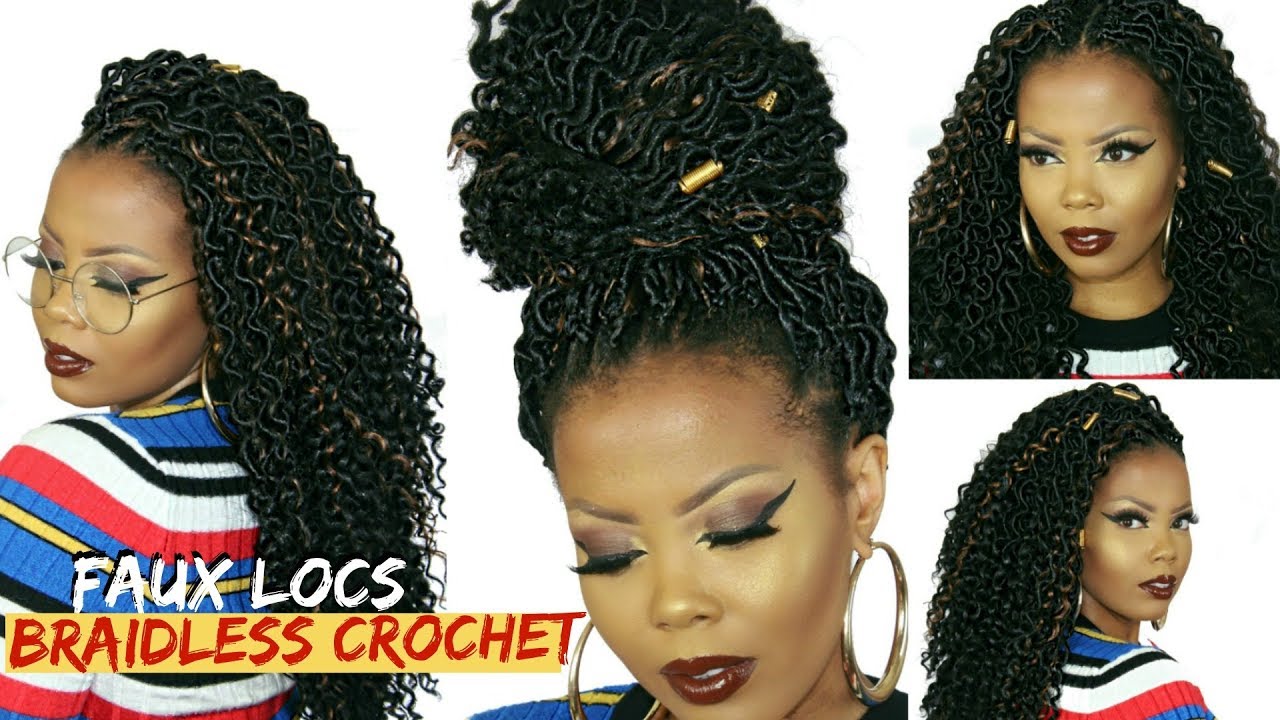 NO CORNROWS NO BRAIDS BRAIDLESS CROCHET FAUX LOCS TUTORIAL 