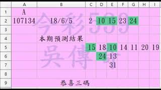 20180605今彩539 開獎結果 恭喜三碼