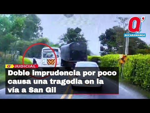 Doble imprudencia por poco causa una tragedia en la vía a San Gil, Santander