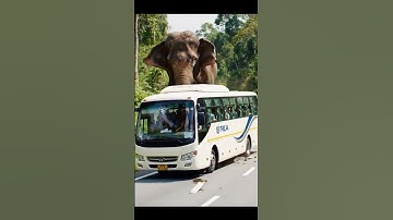 Elephant Attacks Bus 😱🐘 | Shocking Road Encounter #youtubeshorts #animals #shorts #viral