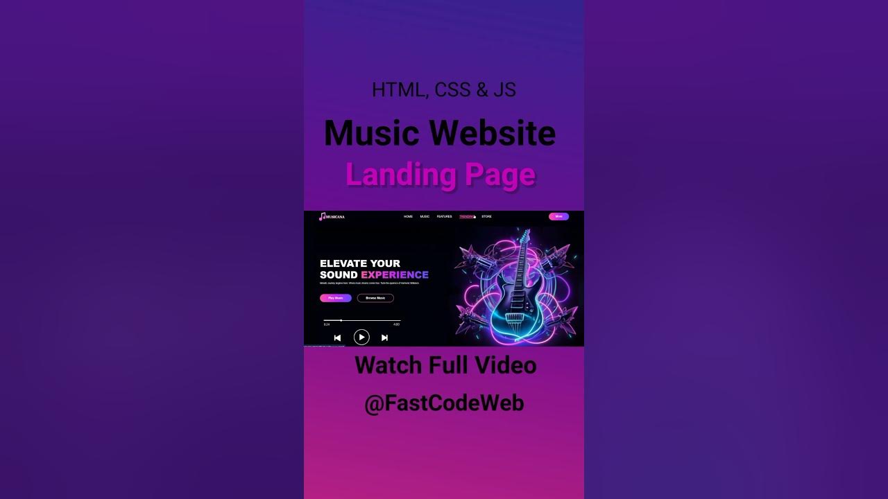 Music Website Using HTML & CSS | Step by Step Tutorial | Fast Code