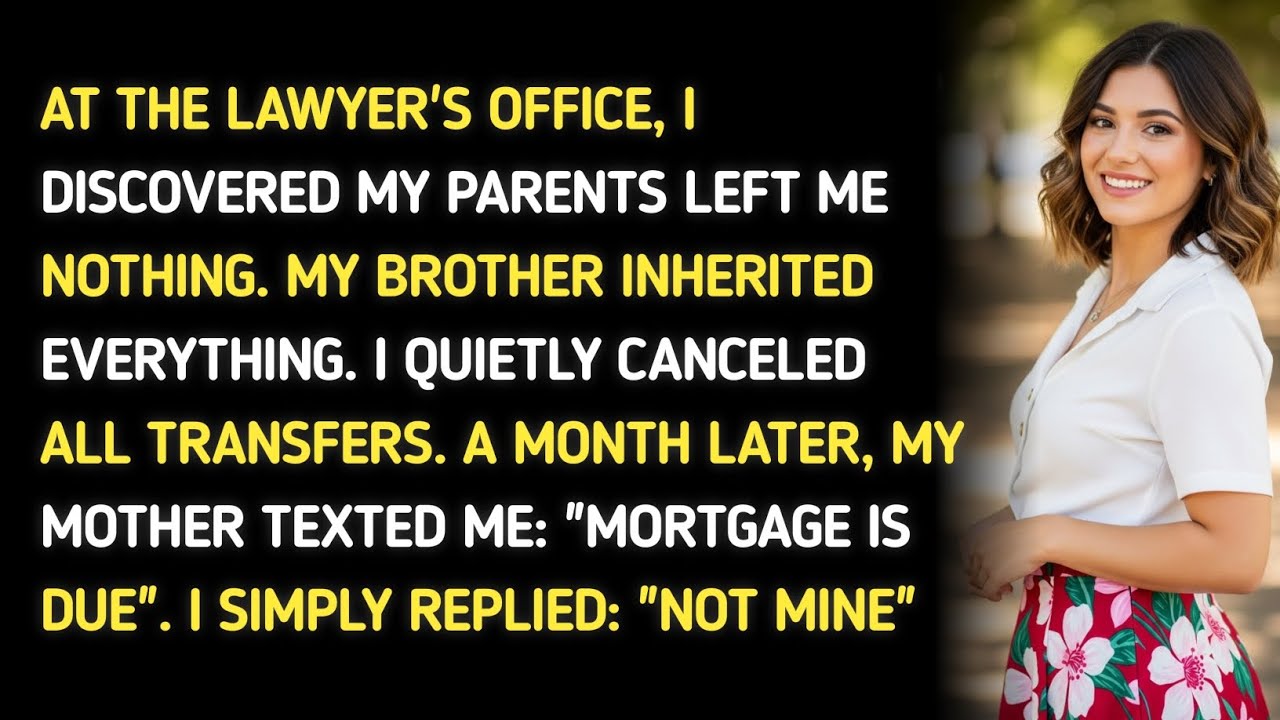 AT THE LAWYER'S OFFICE, I DISCOVERED MY PARENTS LEFT ME NOTHING. MY BROTHER INHERITED EVERYTHING