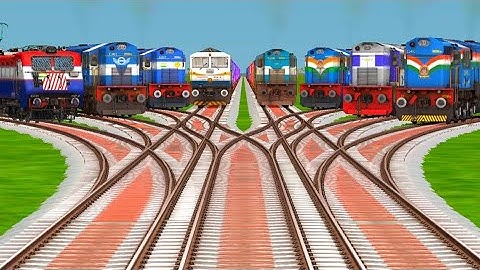 8⚡locomotive Trains Crossing By Bumpy Branched Railroad Tracks - Indian railways - train simulator