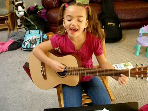 6 Year Old Delaney Hubbard singing and playing "Sh...