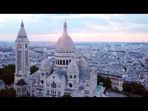 Aerial Sacre Coeur Basilica 4K Tour | Sunrise Montmartre, Paris Drone View | Incredible France