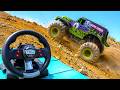 REAL Steering Wheels vs RC Monster Trucks - Ultimate Hill Climb | RC ADVENTURES
