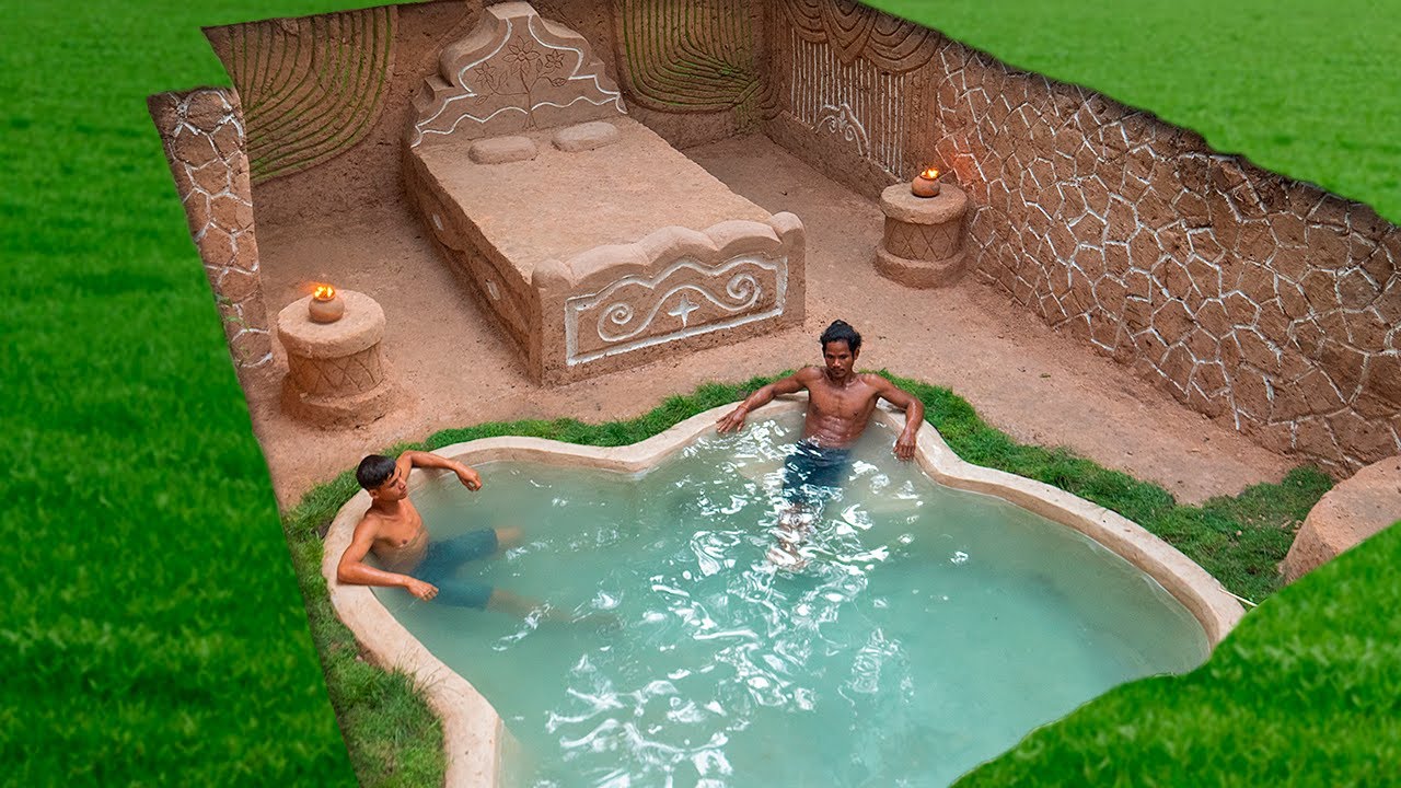 Building Underground House & Swimming Pool Build Underground Bedroom