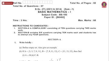 BSC IT 1ST SEM BASIC MATHEMATICS 1ST B DEC 2018 | PTU