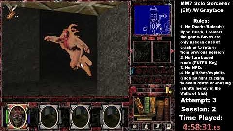 MM7 Solo Sorcerer No Deaths/Reloads/NPCs/Turn Based/Glitches (Successful Attempt Part 2)