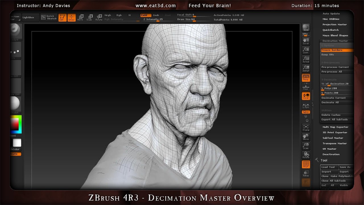 how to decimate in zbrush core