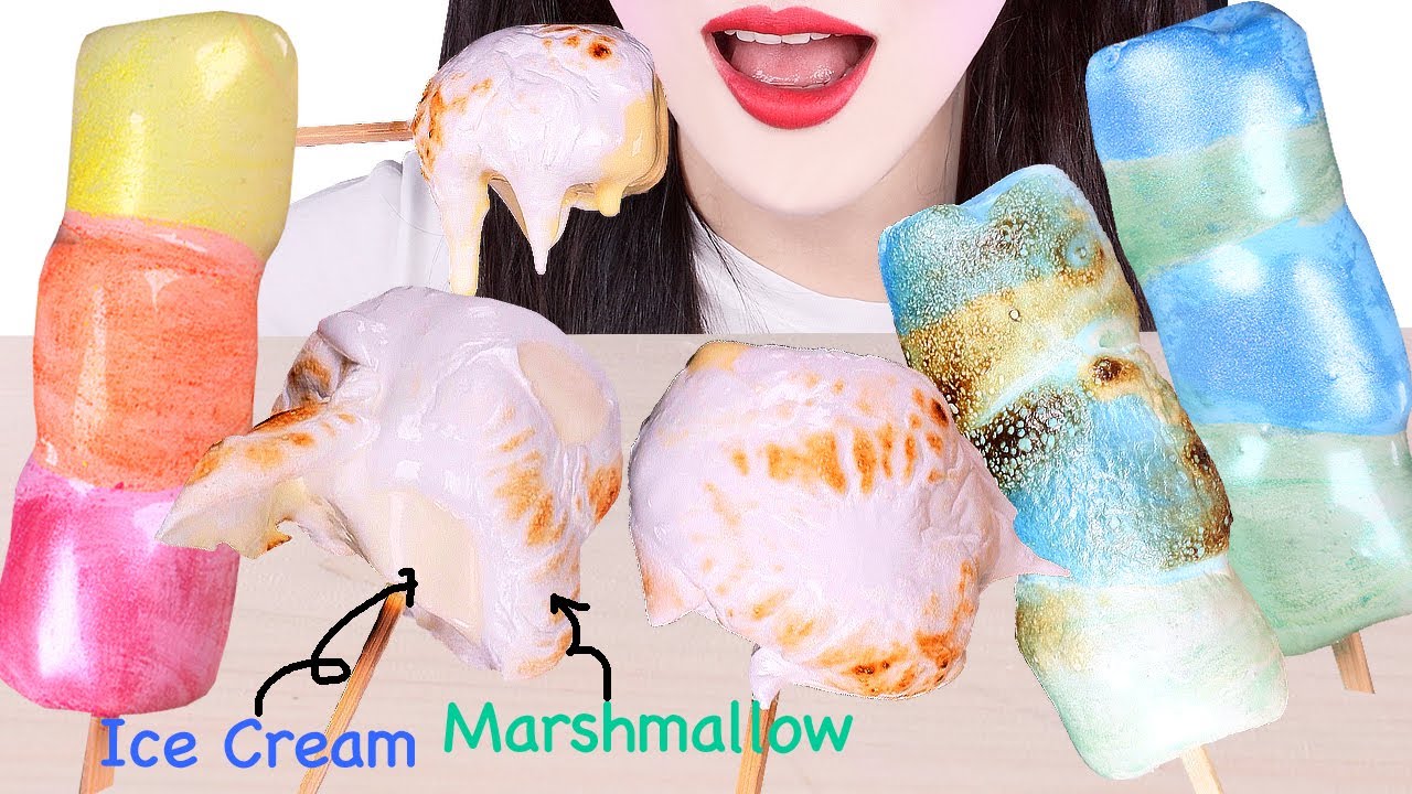 ASMR RECIPE “ROASTED ICE CREAM MARSHMALLOW” GALAXY MARSHMALLOW 구운 마시멜로