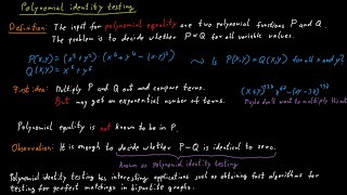 Polynomial Identity Testing