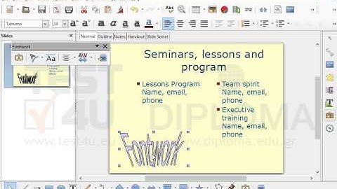 Insert any Fontwork at the bottom left corner of the current slide. Make sure the entire...