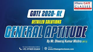 GATE 2020 Aerospace Engineering Question Paper | General Aptitude Solution | GATE AE Online Coaching
