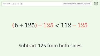 112 Greater Than B125  Solve Linear Inequalities With One Unknown