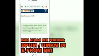 CARA CEK BPUM / UMKM DI E-From BRI