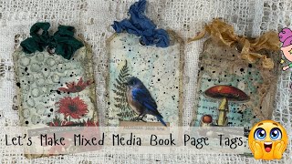 Mixed Media Junk Journal Tags Using Book Pages | Easy DIY with Layers, Texture & Vintage Charm
