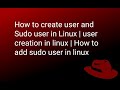 How to create user and Sudo user in Linux | user creation in linux | How to add sudo user in linux