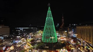 クリスマスの準備着々、ドイツ西部で高さ45メートルの巨大ツリー点灯