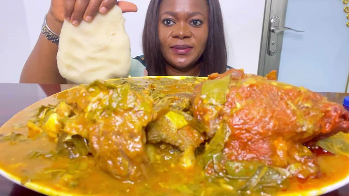 ASMR OHA SOUP CHICKEN AND COW FEET WITH CASSAVA FUFU MUKBANG