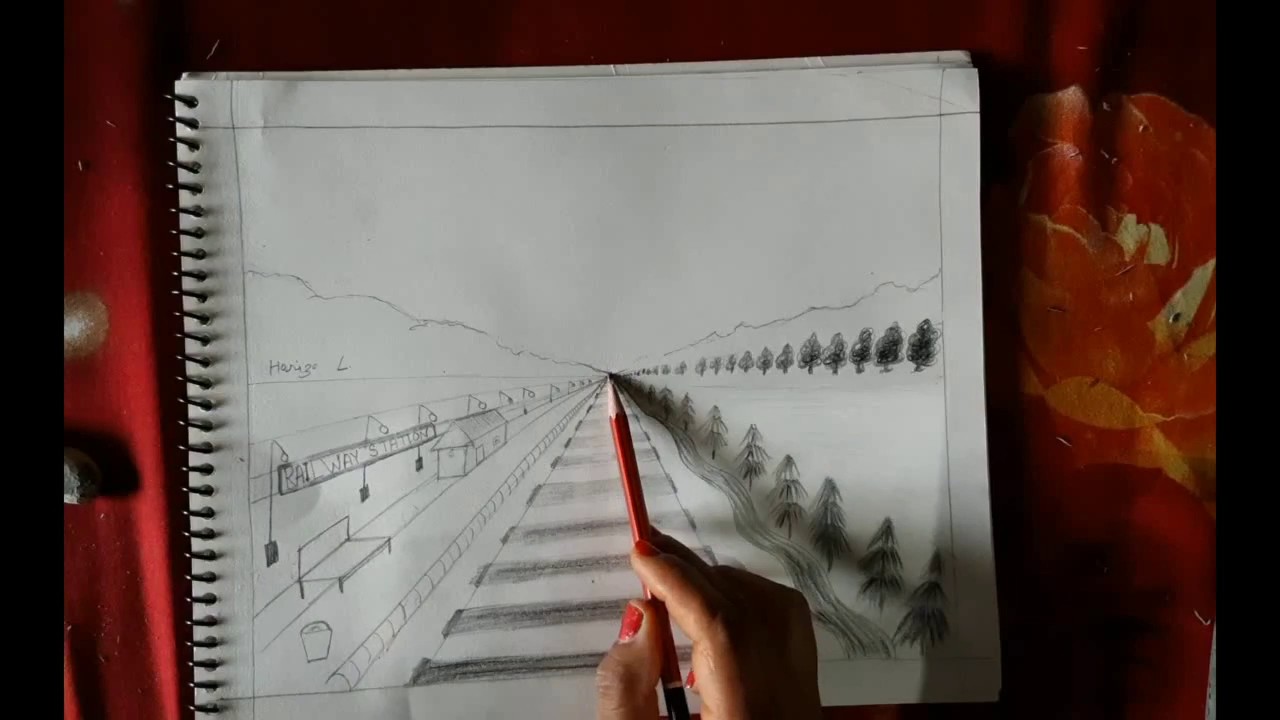 Drawing Landscape | Landscape drawing easy - Drawing Class- 7 - YouTube