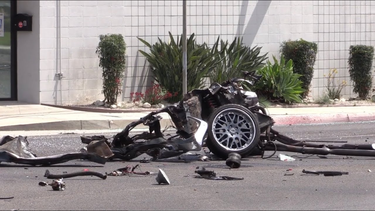 CAR SPLITS IN HALF AFTER STREET RACING CRASH - YouTube