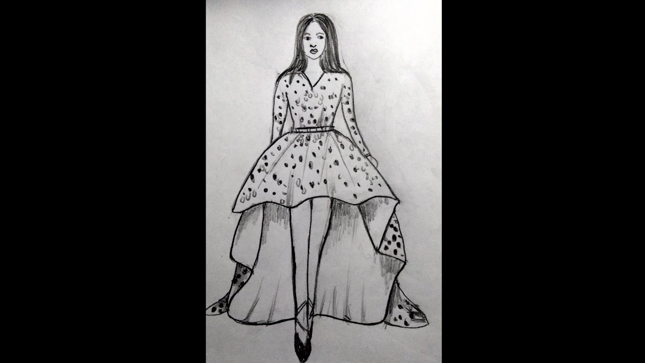 How to draw a girl with beautiful dress for beginners || Pencil Sketch ...