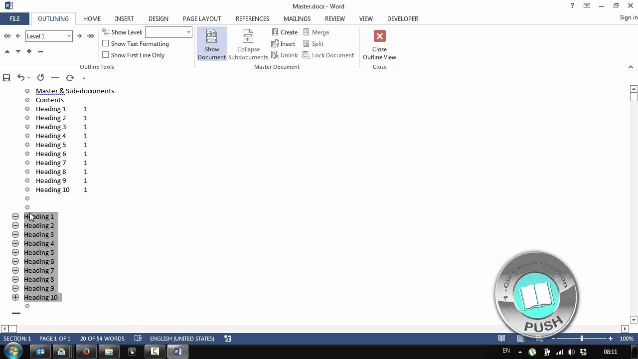 Master & Sub-documents in Microsoft Word - YouTube