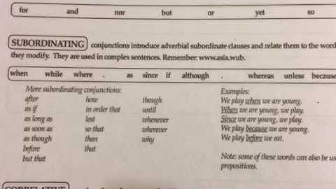 Essentials Chart H--Subordinating Conjunctions