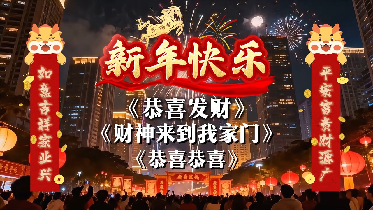《恭喜发财》+《财神来到我家门》+《恭喜恭喜》新年歌合集🧨🧧✨🎸祝大家：新年快乐🧨马年大吉🧧财源广进🧨万事如意#新年歌2026 Chinese New Year Song