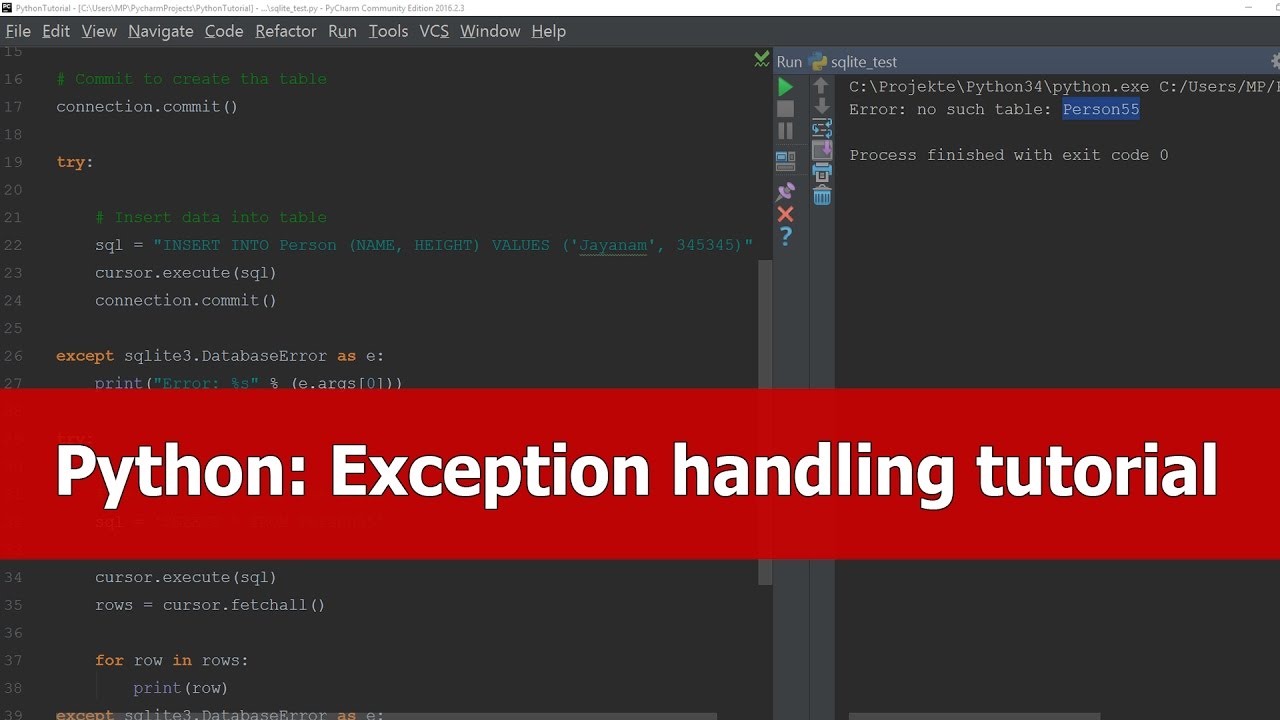 Python user exceptions