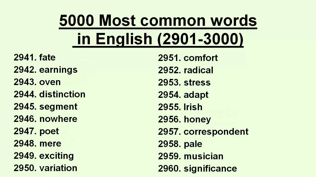 5000 Most common words in English (2901-3000) - YouTube