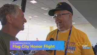 Veterans arrive in Washington, DC to a warm welcome | Flag City Honor Flight