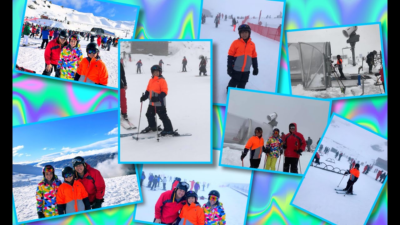 Skiing on a heavy snow day at Cardrona Ski Field, Queenstown, New Zealand