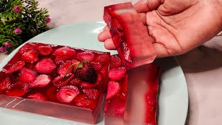 স্ট্রবেরি জেলি পুডিং| Easy Strawberry Jelly Pudding| Try This Amazing Pudding In This Summer||