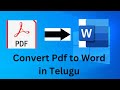 How to convert pdf to word in telugu  convert pdf to word doc in telugu pdf to word