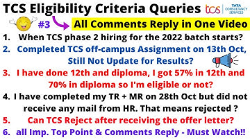 TCS Eligibility Criteria all Top Queries & Doubts Solved in One Video! All Comments Reply Must Watch