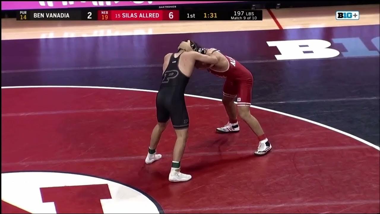 Silas Allred Nebraska Husker Wresting Tech Fall vs Ben Vanadia Purdue ...