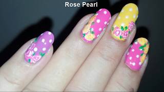 Mother’s Day Nail Art on My Mom's Nails- Easy Roses Nail Art Tutorial | Rose Pearl