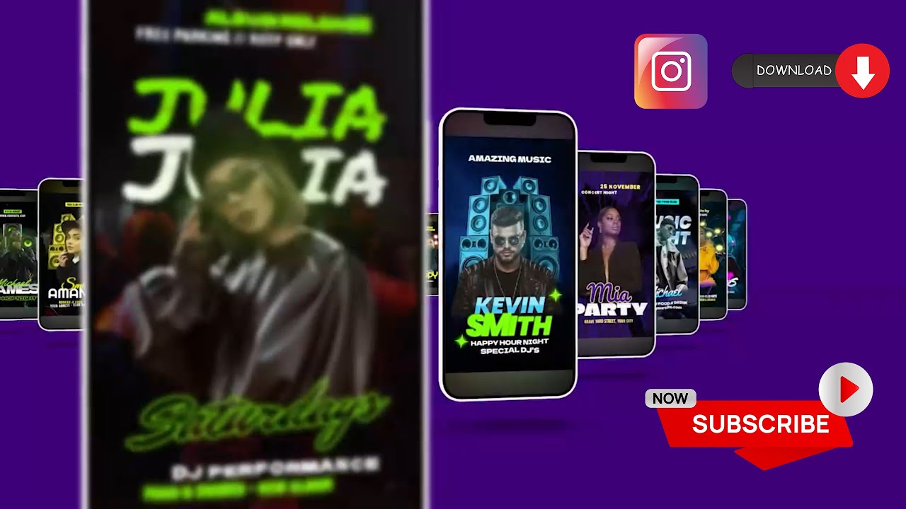Party Flyers for  Instagram Stories - Download After Effects Template/Project