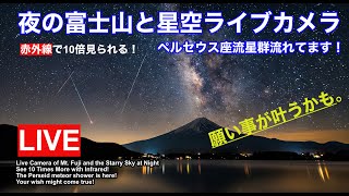 【富士山ライブカメラ】赤外線で星空と富士山を毎日お届け。#ペルセウス座流星群 #願い事叶うかも "Mt. Fuji" live camera.  meteor,fireball  #富士山ライブカメラ