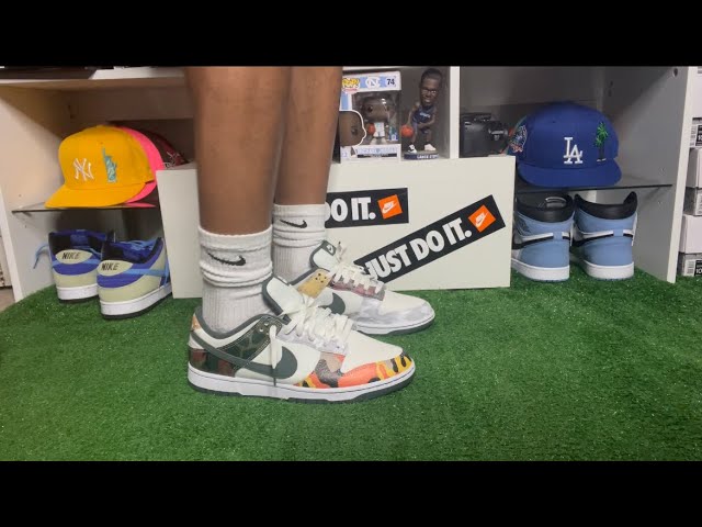 multi camo dunks on feet